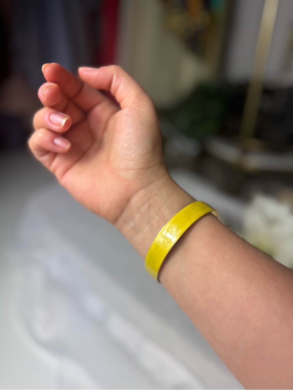 Yellow enamel bangle bracelet